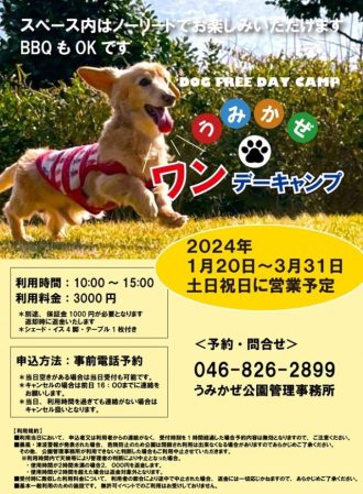 主催イベント：DOG FREE DAY CAMP「うみかぜワン！デーキャンプ」のお知らせの画像