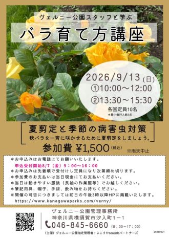主催イベント:「ヴェルニー公園スタッフと学ぶバラ育て方講座」開催のお知らせの画像