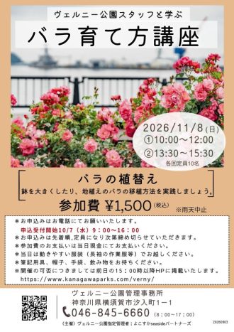 主催イベント:「ヴェルニー公園スタッフと学ぶバラ育て方講座」開催のお知らせの画像